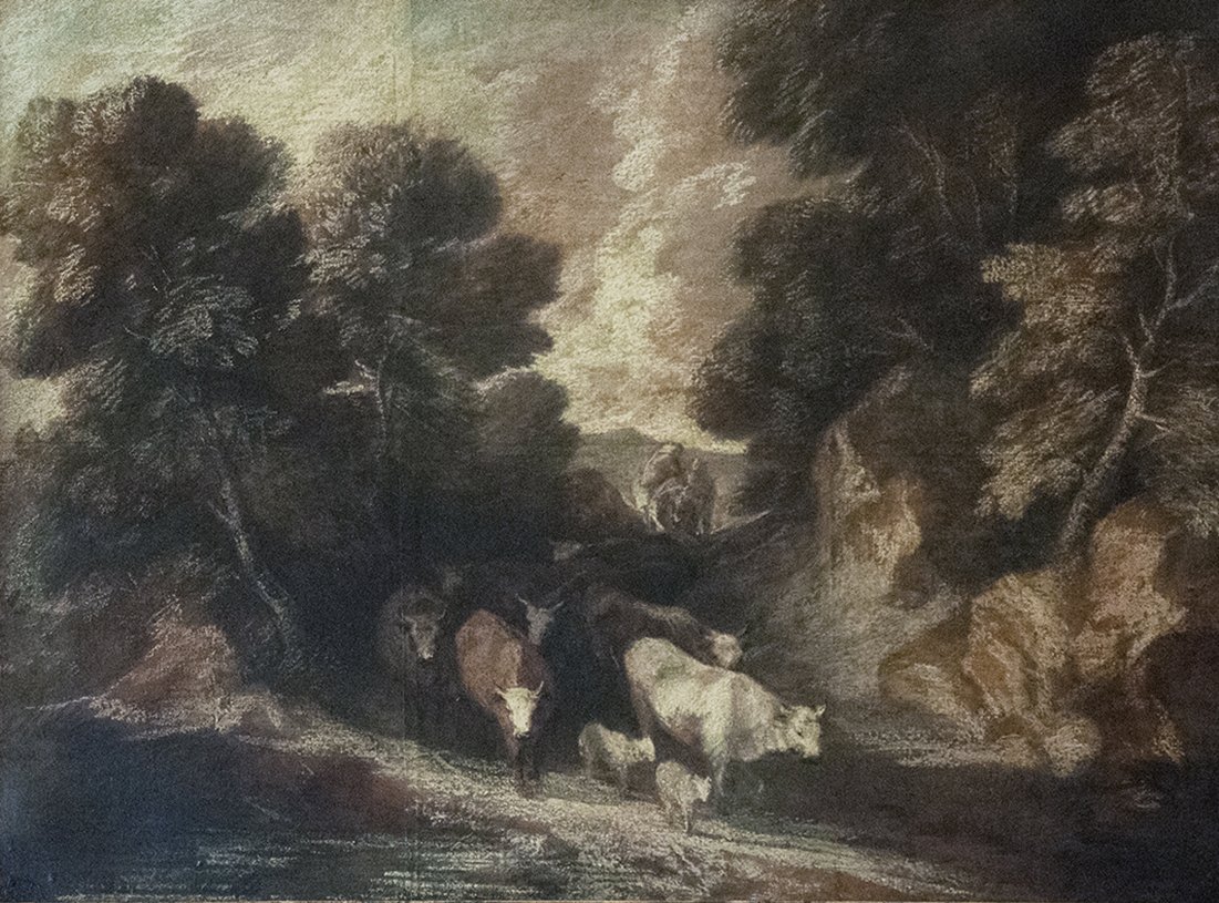 Cattle Returning Along a Wooded Lane